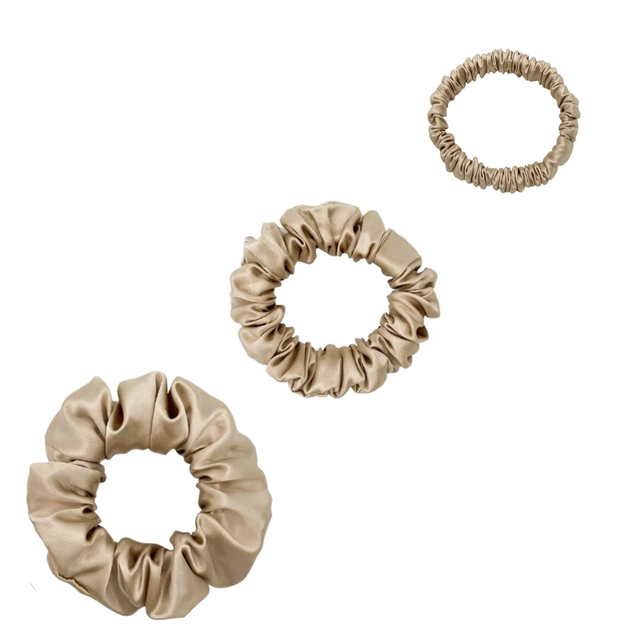 Silk Scrunchies Set - Chocolate - Mini, Small, Medium