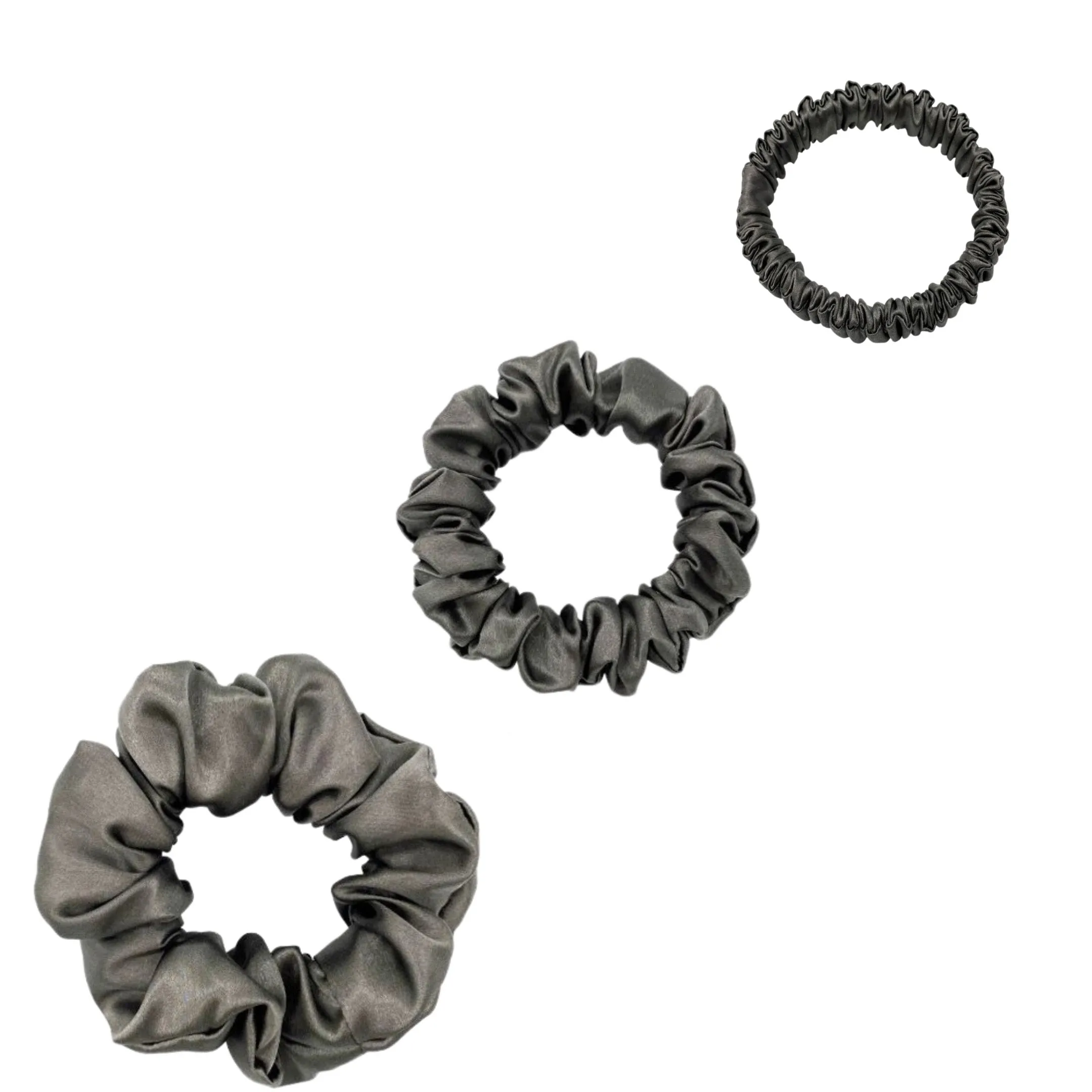 Silk Scrunchies Set - Chocolate - Mini, Small, Medium