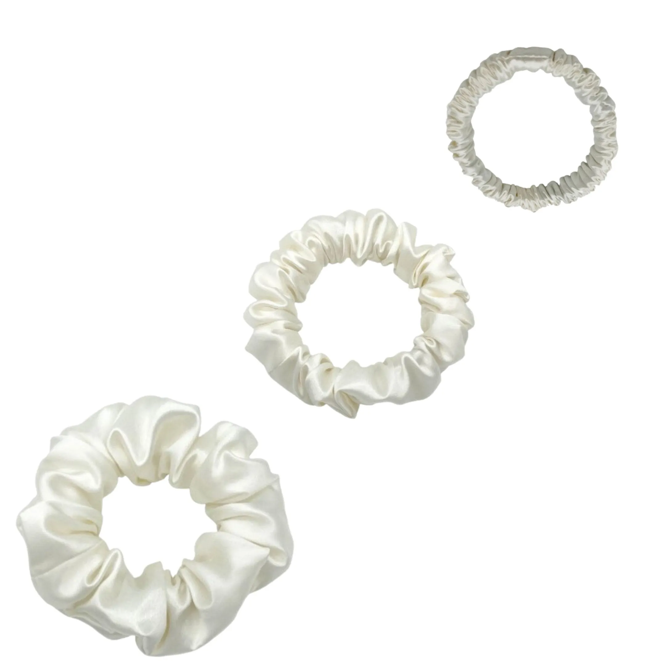 Silk Scrunchies Set - Chocolate - Mini, Small, Medium