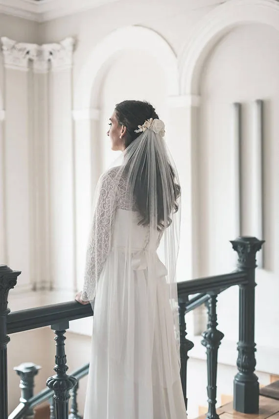 Simple bridal veil, Narrow wedding veil - JANE