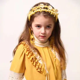 Tia Cibani Kids Child Brittany Beaded Tassel Crown Headband Dijon Yellow Tia Cibani Kids Child Brittany Beaded Tassel Crown Headband Dijon Yellow