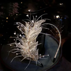 VH-2114 High-End Feather Bridal Headband, Earrings and Corsage