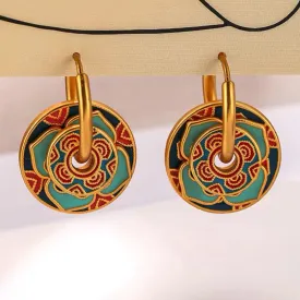 Vintage Luxury Minimalist Temperament Multiple Colors Enamel Flower Earrings