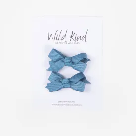 Wild Kind Olivia Small Bow Clips - Dusty Blue