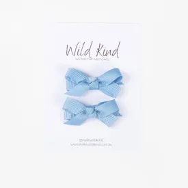 Wild Kind Olivia Small Bow Clips - Sky Blue Wild Kind Olivia Small Bow Clips - Sky Blue